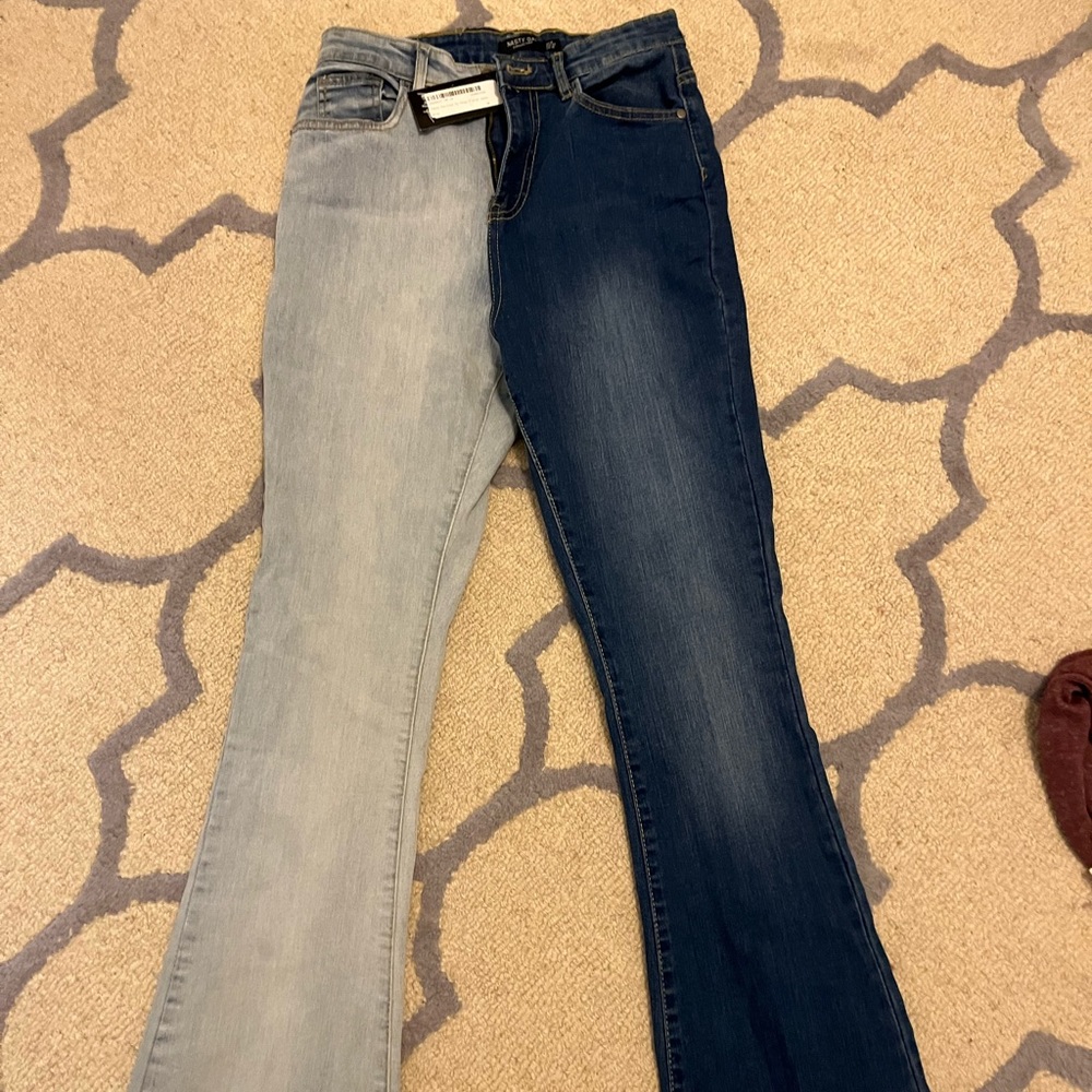 Nasty Gal- Two toned flared jeans